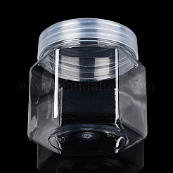 プラスチックビーズ収納ケース  スクリュートップビーズジャー  六角  透明  6.5x5.7x6.1cm  インナーサイズ：5.3x6センチメートル&nbsp;CON-T003-08