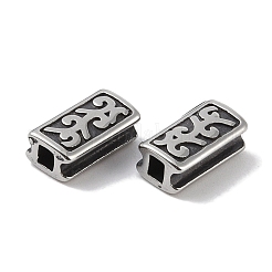 316サージカルステンレスビーズ  長方形  アンティークシルバー  10x5.5x4mm  穴：2.5x2mm&nbsp;STAS-P362-14AS