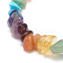 Natural Lava Rock & Gemstone Chips Stretch Bracelet with Alloy Cross&nbsp;BJEW-JB08583-01
