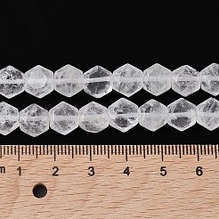 天然石クオーツクリスタルビーズ連売り  ファセット六角形カット  ロッククリスタル六角ビーズ  8~8.5x9~9.5x4~4.5mm  穴：1mm  約25個/連  8.11''（20.6センチメートル）&nbsp;G-K359-C01-01