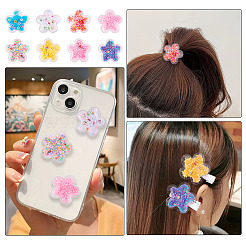 塩ビ樹脂カボション  スパンコール付き/スパンコール  花  スナップヘアクリップ作成用  ボビーピンアクセサリーのDIY  ミックスカラー  51x53x4mm&nbsp;KY-TAC0002-06