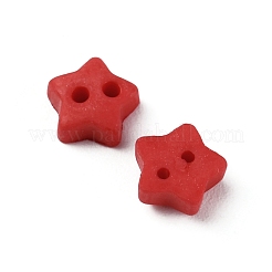 つや消しミニレジンボタン2つ穴  bjd 人形服アクセサリー  スター  ファイヤーブリック  6x6x2.5mm  穴：0.9mm  約100個/袋&nbsp;BUTT-WH0020-28H