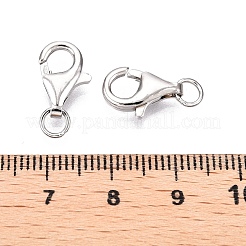 変色防止スターリングシルバーロブスタークロウ留め金925個  丸カン付き  プラチナ  13x8.5x3.5mm  穴：3.2mm&nbsp;STER-N016-37P