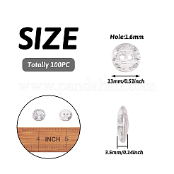 アクリルラインストーンボタン  2穴  フラットラウンド  透明  13x3.5mm  穴：1.6mm&nbsp;X-BUTT-TAC0001-01