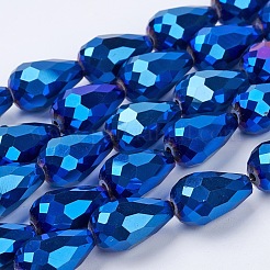 電気メッキガラスビーズセット  多面カット  ティアドロップ  ミックスカラー  7x5mm  穴：1mm  約65~67個/連  18~18.5インチ（45.5~46.9cm）&nbsp;EGLA-D017-7x5mm-M