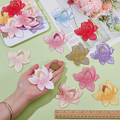 20Pcs 10 Colors Lotus Cloth Embroider Thread Iron on/Sew On Patches&nbsp;PATC-AR0001-21