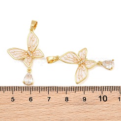Brass Micro Pave Clear Cubic Zirconia Pendants&nbsp;CU-CBA765C-25G-01