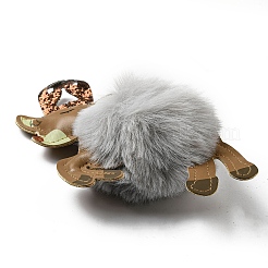 Imitation Rex Rabbit Fur & PU Leather Christmas Reindeer Pendant Keychain&nbsp;LS-KEYC-K018-02KCG-01