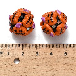 Halloween Theme Polymer Clay Rhinestone Beads with Resin&nbsp;RESI-Z045-02B-04
