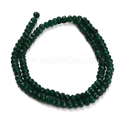 染め加工天然石ホワイトジェイドビーズ連売り  ロンデル  多面カット  濃い緑  4x3mm  穴：0.9mm  約118個/連  13.78''（35センチメートル）&nbsp;GG-CBAF9EE-A15-3x4mm