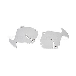 変色しない304ステンレススチールコネクタチャーム  魚  ステンレス鋼色  27x21x1mm  穴：1.5mm&nbsp;STAS-N095-103