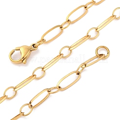 304ステンレススチール楕円リンクチェーンネックレス  イオンプレーティング（ip）  18KGP本金メッキ  19.88インチ（50.5cm）&nbsp;X-NJEW-Q013-09G