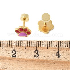 304ステンレススチールスタッドエナメルイヤリング  ゴールドカラー  足跡  7x7.5mm&nbsp;EJEW-Q028-04A-G