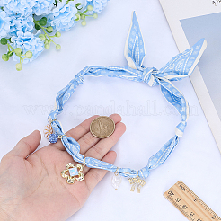 Flower Alloy Enamel & Resin & Glass & Plastic Pearl & Rhinestone Tassel Scarf Choker Necklaces&nbsp;NJEW-SP0001-16C