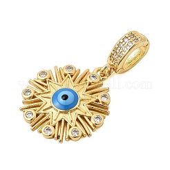 真鍮マイクロパヴェクリアキュービックジルコニアペンダント  エナメル加工を施した青いナザールボンジュウの星型チャーム  カドミウムフリー＆鉛フリー  長持ちメッキ  ラックめっき  18KGP本金メッキ  31mm  穴：6x3.5mm&nbsp;KK-Z150-18G