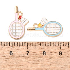合金エナメルチャーム  バドミントン ラケット チャーム  ゴールドカラー  ミックスカラー  22x12.5x1mm  穴：1.7mm&nbsp;ENAM-C034-04G