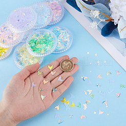 9個 9色 フィッシュテール ペット スパンコール ネイルケア デコレーション アクセサリー  ミックスカラー  4~10x4~9x0.3~2mm  穴：1~1.2mm  17.61g / pc  1pc /カラー&nbsp;MRMJ-OC0003-99