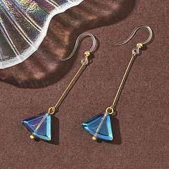 Electroplated 304 Stainless Steel Resin Fan Dangle Earrings&nbsp;EJEW-Z129-11G-03