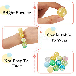 60Pcs 12 Styles Round Opaque & & Bubblegum & Transparent & AB Color & Crackle Round Acrylic Beads&nbsp;DIY-TA0004-95