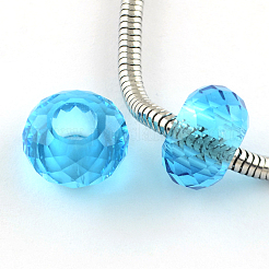 120ファセットガラスビーズヨーロッパ  大穴ビーズ  芯金がない  ロンデル  ミックスカラー  13~14x8mm  穴：5~5.5mm&nbsp;X-GPDL-R014-M