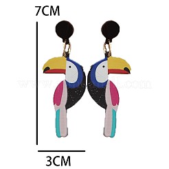 Parrot Acrylic Dangle Stud Earrings&nbsp;FS-WG0B0F7-01