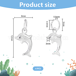 4Pcs 925 Sterling Silver Dolphin Charms&nbsp;STER-PH0002-30