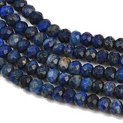 天然石ラピスラズリビーズ連売り  多面カット  ロンデル  3.5~4x2.5~3mm  穴：0.7mm  約128個/連  15.16~15.35インチ（38.5~39cm）&nbsp;G-L587-B03-02