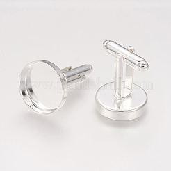 真鍮製カフボタン  アパレルアクセサリのカフスボタンパーツ  銀色のメッキ  21x18mm&nbsp;X-KK-G175-S