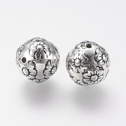 CCBプラスチックビーズ  花の丸  アンティークシルバー  16mm  穴：1.5mm&nbsp;CCB-P004-11AS