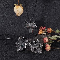 3個3色304ステンレスペンダント  ラインストーンの目で  オオカミ  ミックスカラー  49x39x7mm  穴：5.5mm  9.5pc /カラー&nbsp;STAS-UN0055-81