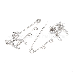 Bowknot 304 Stainless Steel Safety Pins Brooch Findings&nbsp;SA-CBA098D-12B-P