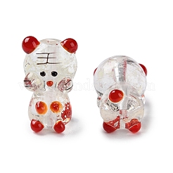 蓄光手作りランプワーク ビーズ 連売り  暗闇で光る  虎  22.5~23x14x14mm  穴：1.8mm  約20個/連  16.93''（43センチメートル）&nbsp;LAMP-Z007-03E