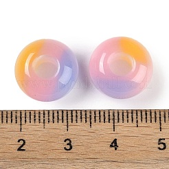 トリプルカラー樹脂ヨーロピアンビーズ  大穴ビーズ  模造キャットアイ  ロンデル  ピンク  13.5x7.5mm  穴：5mm&nbsp;RESI-F055-06E