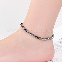 Synthetic Non-magnetic Hematite Oval Hexagonal Column Beaded Stretch Anklets&nbsp;FS-WG276A6-01