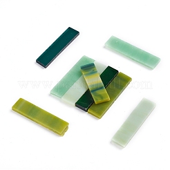 ガラスモザイクタイルカボション  工芸品用  rectanglee  グリーン  40.5~42.5x10~10.5x2.5~3mm  約200g/ボックス&nbsp;GLAA-G072-05C