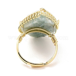Natural Amazonite Horse Eye Wrapped Adjustable Ring&nbsp;G-D458-03G-08-RS