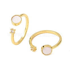 Brass Micro Pave Cubic Zirconia Cuff Rings for Women&nbsp;RJEW-K309-39E-G