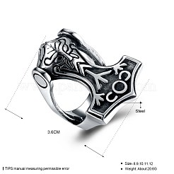メンズステンレススチールフィンガー指輪  ワイドバンドリング  アンティークシルバー  usサイズ11（20.6mm）&nbsp;RJEW-BB29952-11