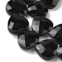 天然石オブシディアンビーズ連売り  多面カット  ハート  14.5~15x15~15.5x5.5~6mm  穴：1mm  約10個/連  5.51~5.71''（14~14.5センチメートル）&nbsp;G-A309-A12-01