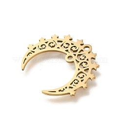 ステンレスペンダント201個  レーザー切断  ダブルホーン/三日月チャーム  ゴールドカラー  21.5x25x1mm  穴：1.6mm&nbsp;STAS-R132-04G