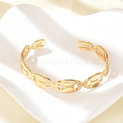 女性用304ステンレススチールカフバングル  18KGP本金メッキ  1/2インチ（1.2cm）  内径：2-1/4インチ（5.85cm）&nbsp;BJEW-B120-04G-01
