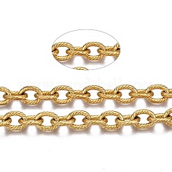 304ステンレススチールアズキチェーン  テクスチャ  スプールで  溶接されていない  オーバル  ゴールドカラー  11x8x2mm  約32.8フィート（10m）/ロール&nbsp;CHS-T003-23A-G
