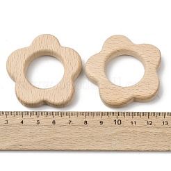 天然ブナ材の連結リング  マクラメ木製リング  花  バリーウッド  49x10mm&nbsp;WOOD-I017-10