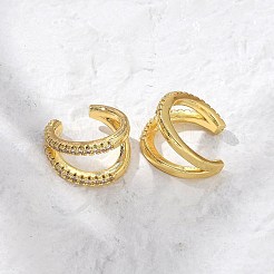 Clear Cubic Zirconia Double Line Cuff Earrings&nbsp;EJEW-R150-14G