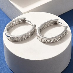 真鍮製キュービックジルコニアフープピアス  カドミウムフリー＆鉛フリー  プラチナ  23x4mm&nbsp;EJEW-M048-05P
