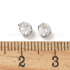 丸型ステンレススチール製プロングセッティング  キュービックジルコニアファセット付き  透明  4x3mm  穴：1mm  約300個/セット&nbsp;STAS-M104-01H