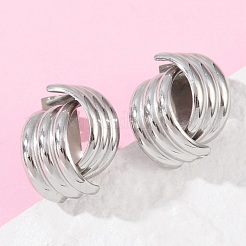 304ステンレススチールスタッドピアス  ステンレス鋼色  18x15mm&nbsp;EJEW-S265-04P