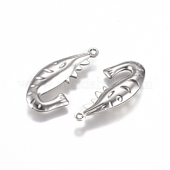 変色しにくい304ステンレススチールペンダント  エビ  ステンレス鋼色  27.5x14x4mm  穴：1.2mm&nbsp;STAS-L234-151P