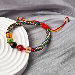 Glass Round Beads Braided Bead Bracelets&nbsp;BJEW-M110-01