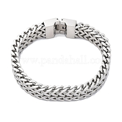 304ステンレススチール製ウィートチェーンブレスレット、女性用、男性用  ステンレス鋼色  8-7/8x1/2インチ（22.4x1.15cm）&nbsp;BJEW-R018-12P